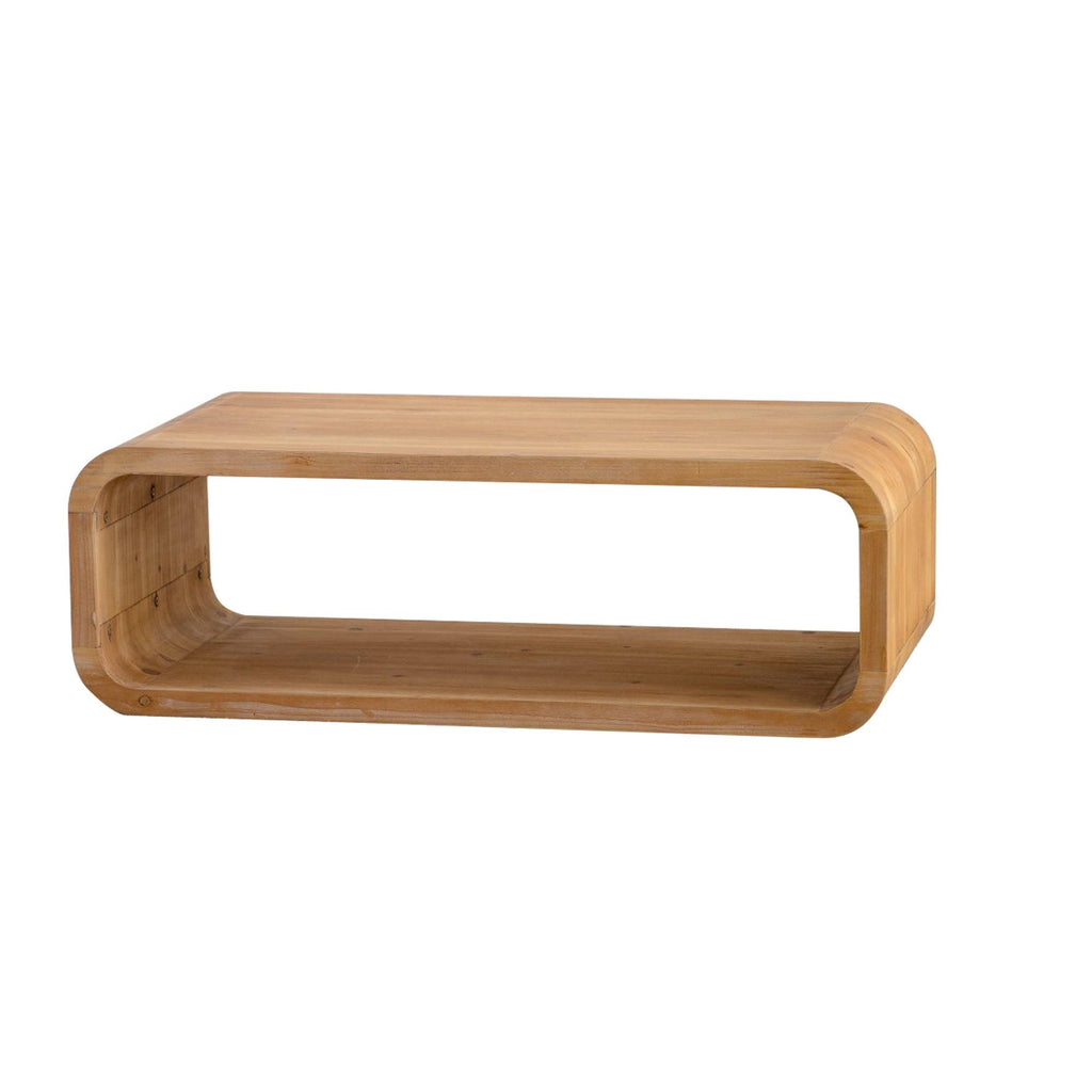 Light Wood Coffee Table with Open Storage for Living Rooms.