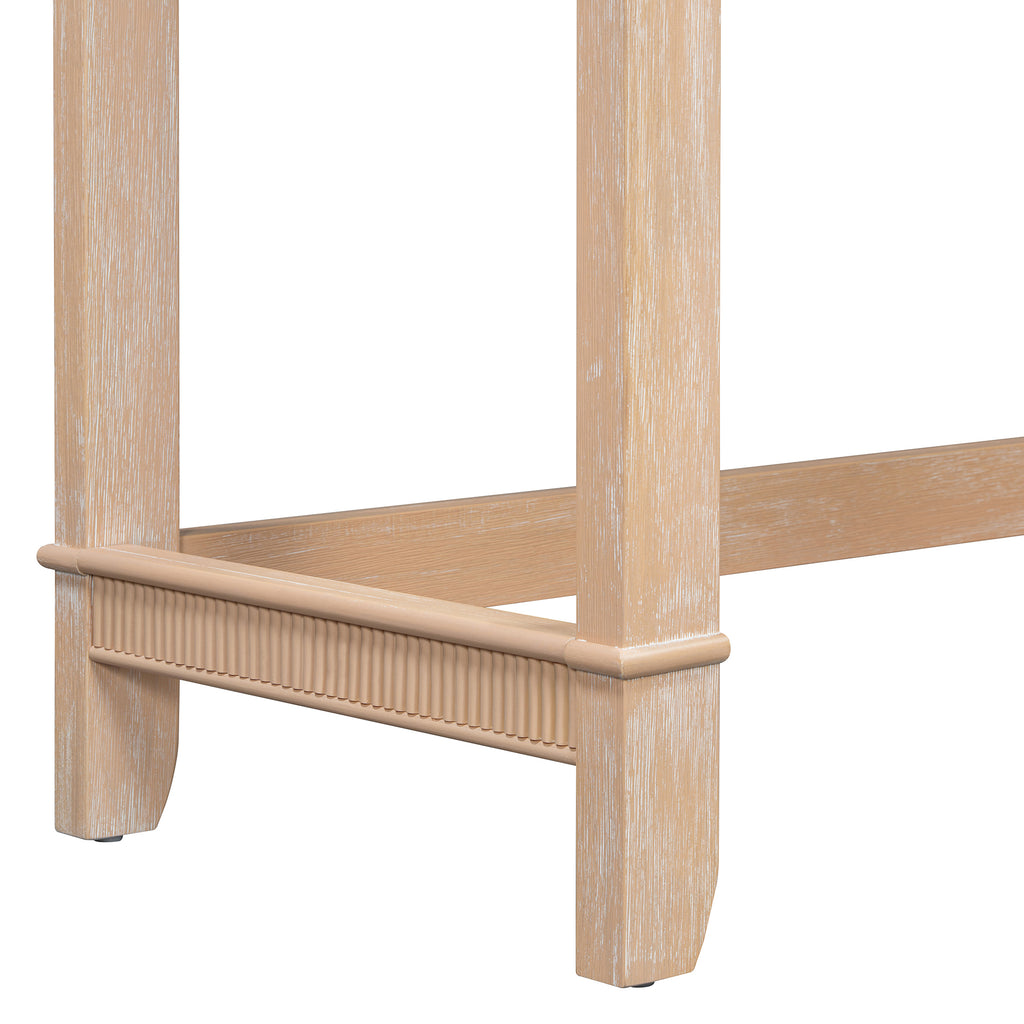 TREXM 4-Piece Dining Table Set for 3, Retro Kitchen Table and Chairs Set with 3 Storage Drawers, Ideal for Small Spaces (Natural)