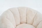 Beige Bean Bag Chair - Floral-Shaped Soft Sofa for Living Room.