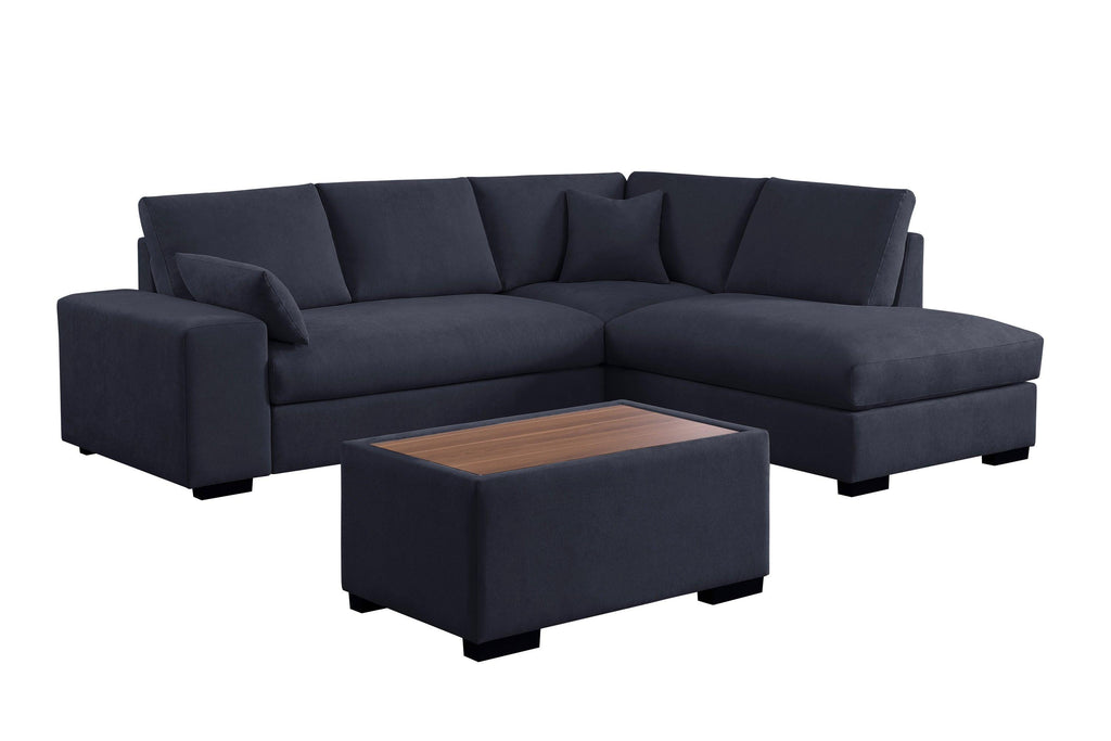 Dark Gray Sectional Sofa with Ottoman.
