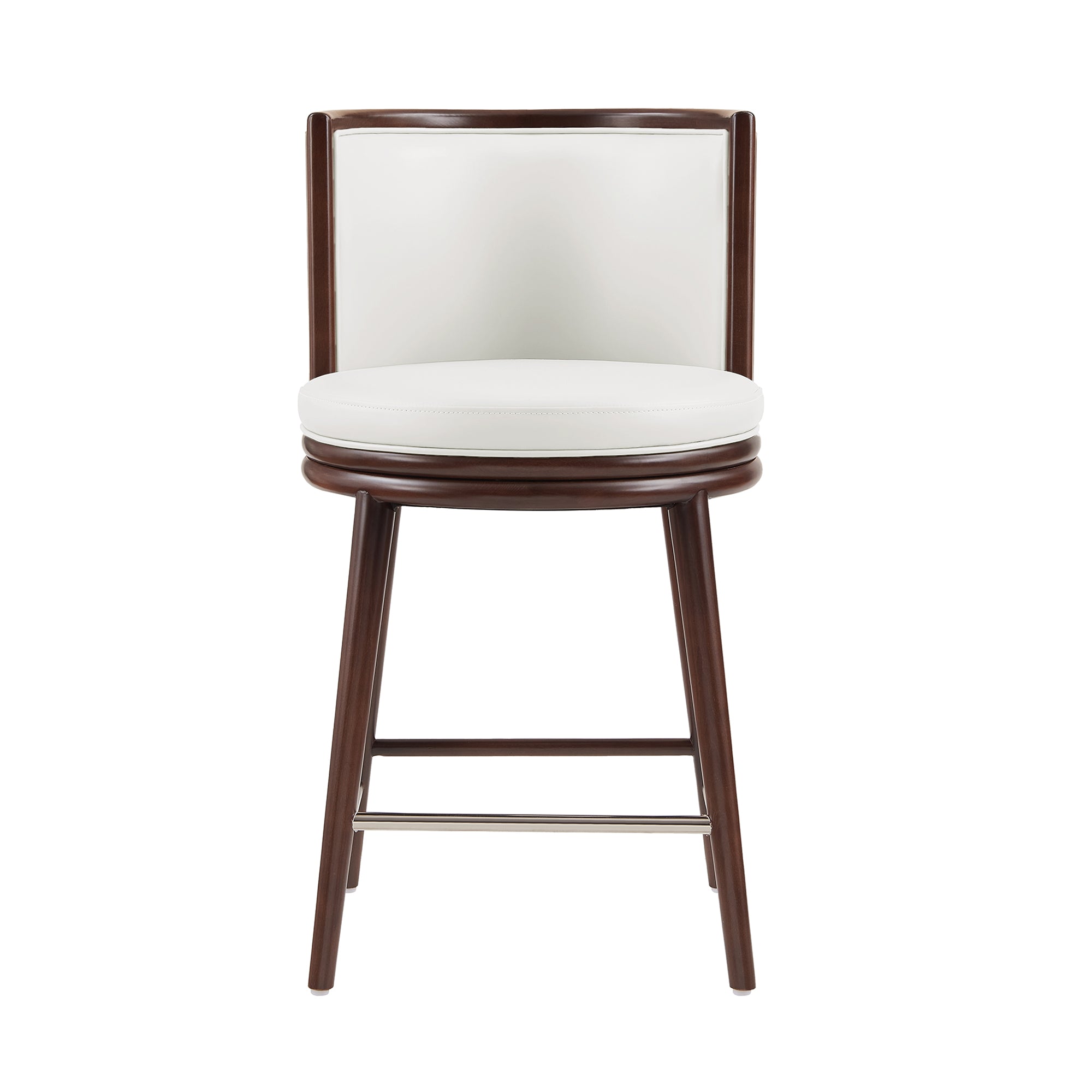 Evalyn White Leatherette Counter Stool  with Beech Wood Legs