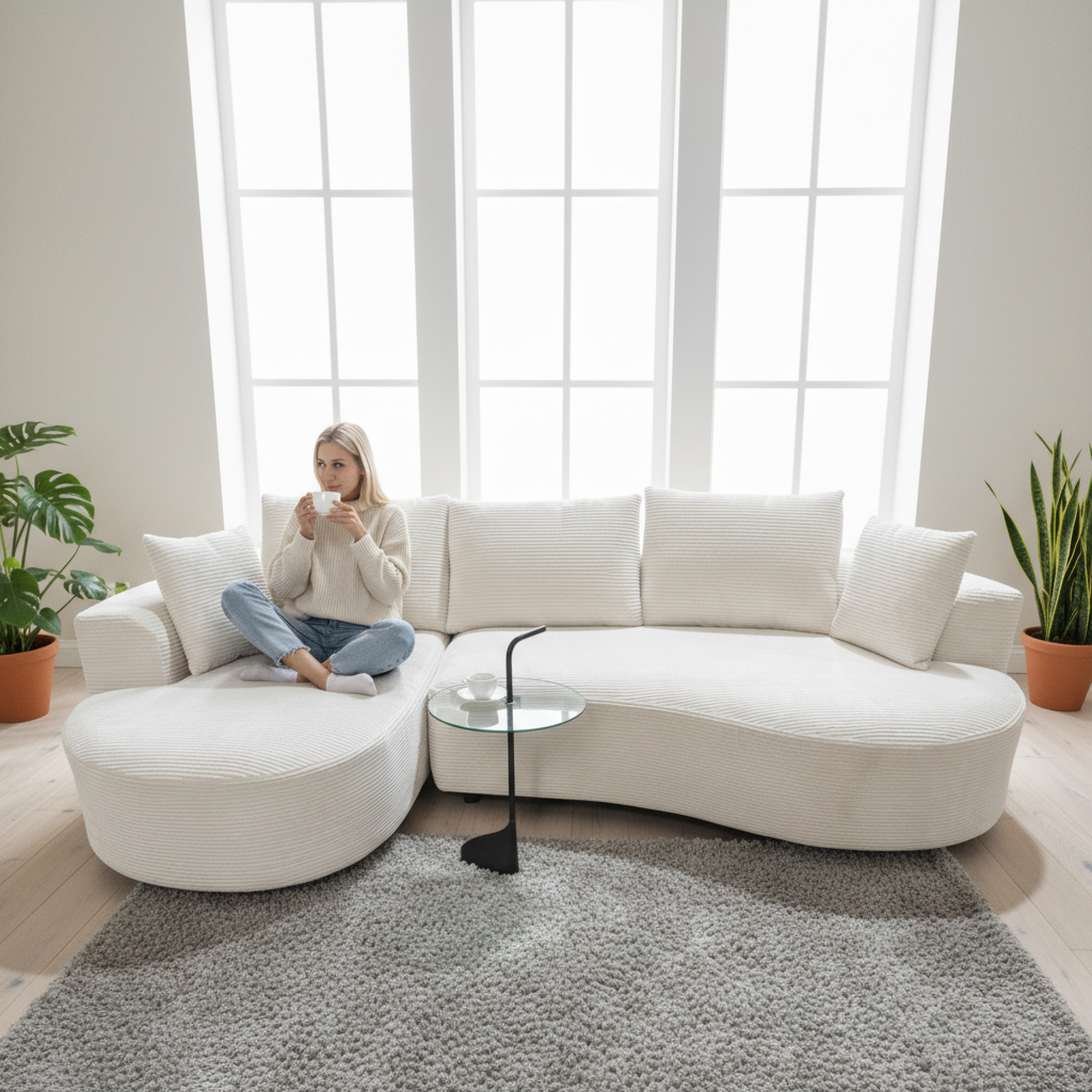 Curved Sectional Couch Set - Modern Minimalist Furniture.