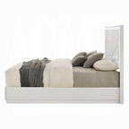 Modern White LED Queen Bed - Contemporary Design.