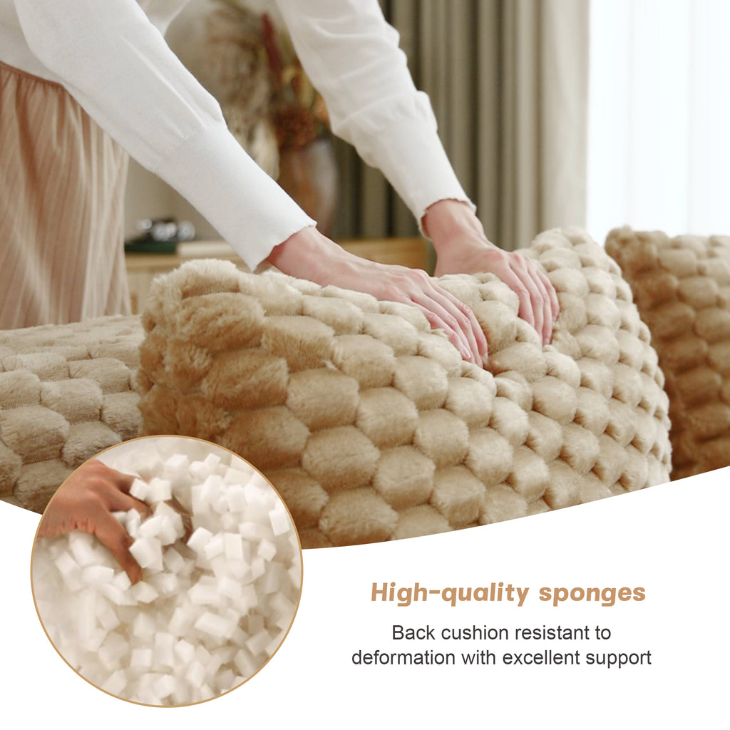 High-quality sponge filling in modular U-shaped sofa cushions, demonstrating excellent support and resistance to deformation.