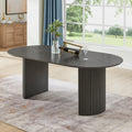 Venezia Oval Gray Oak Dining Table for 6 with Dual Base.
