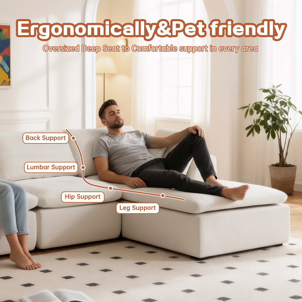 L-Shaped Sectional Sofa - Modern Style with ergonomic deep seat and pet-friendly design, offering full body support.