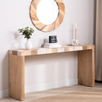 Chevron patterned modern console table placed in a bright hallway with decorative accents, ideal for stylish entryway setups.