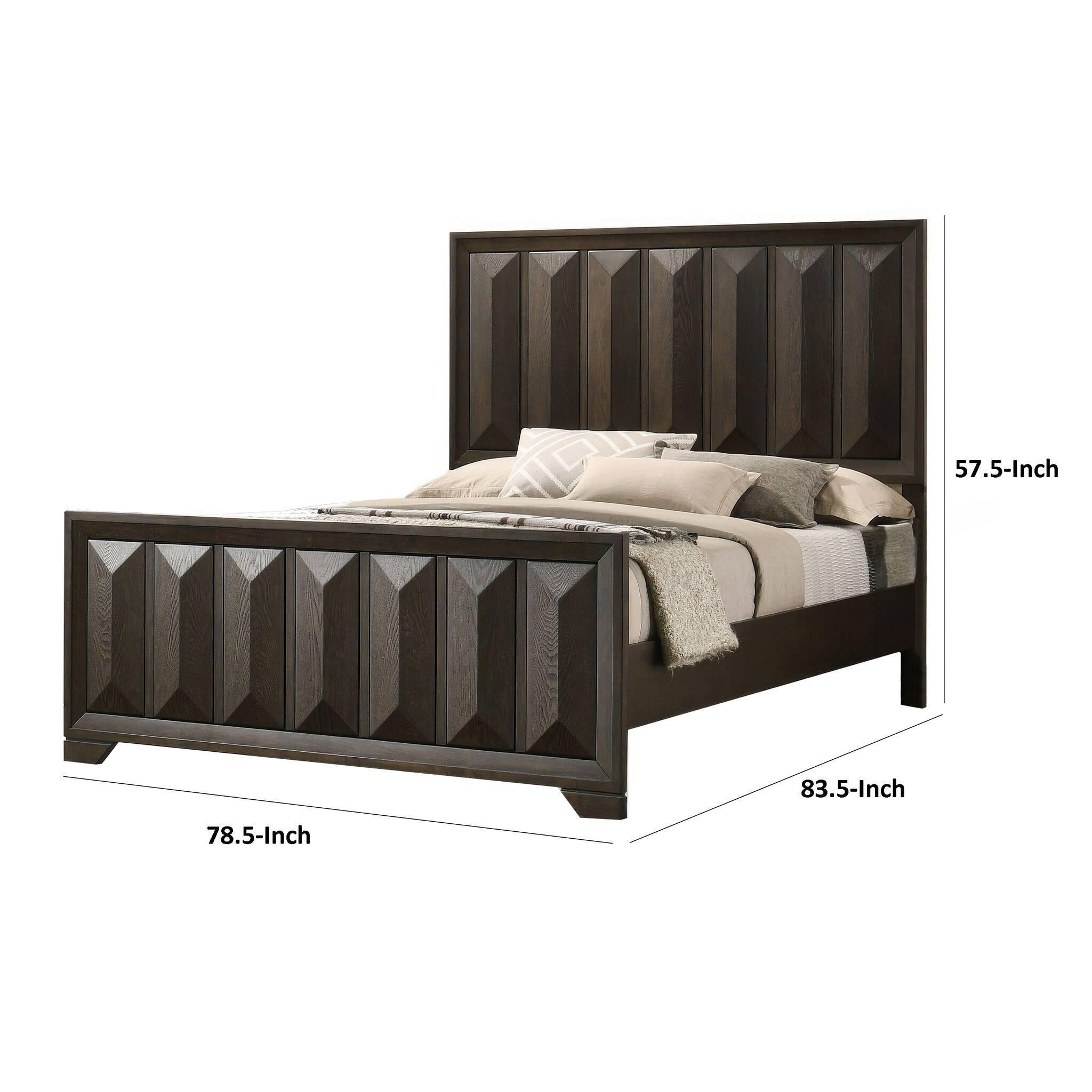 Espresso Finish 3PC Bedroom Set with King Bed & Nightstands.
