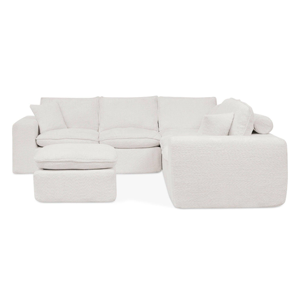 Modern Boucle L-shaped Sectional Sofa with Ottoman.