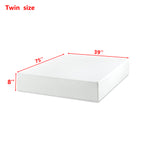 Twin Memory Foam Mattress - Green Tea dimensions chart showing 75x39x8 inches, ideal for compact and comfortable sleeping spaces.