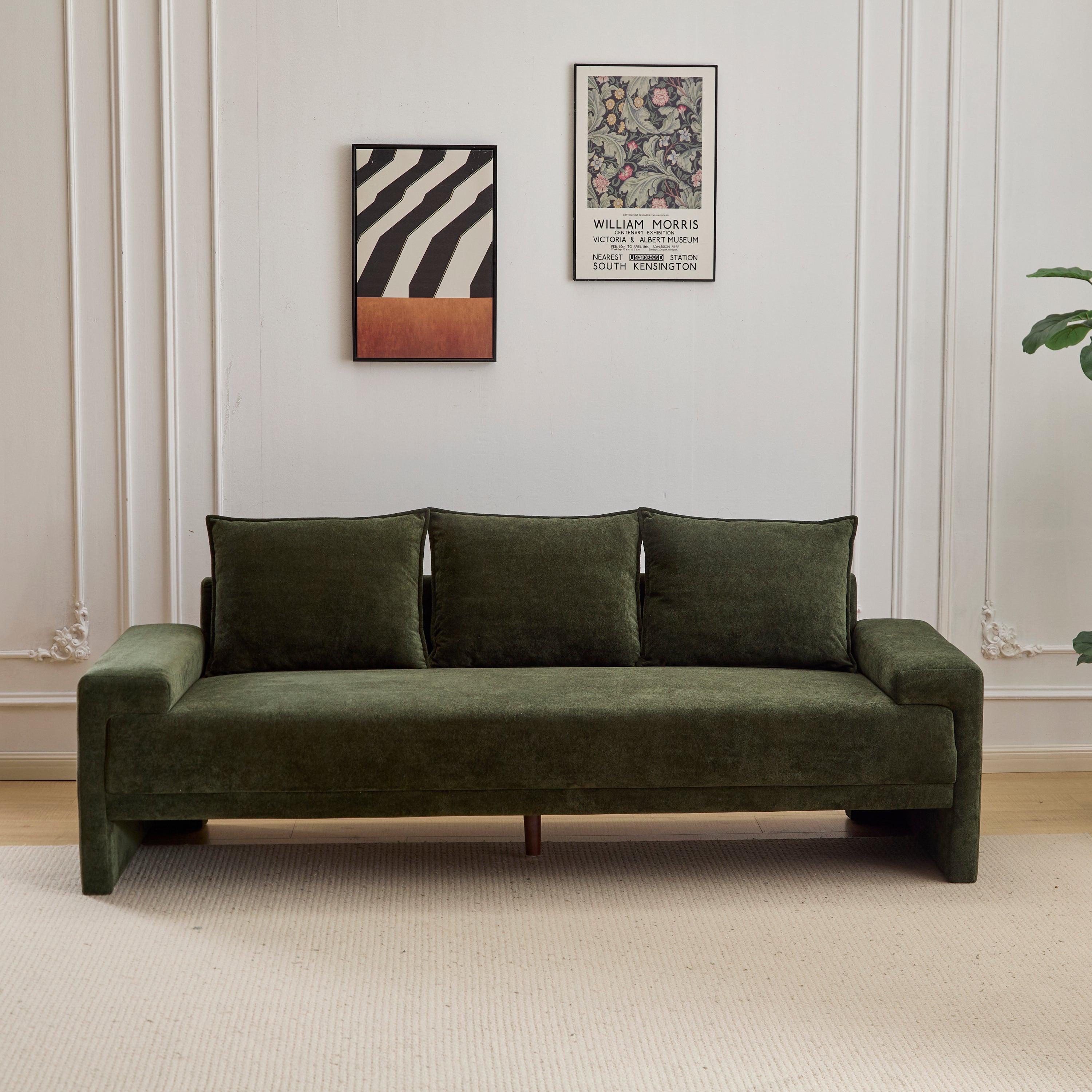 Algora 84.5 in. Modern Velvet Sofa - Moss Green.