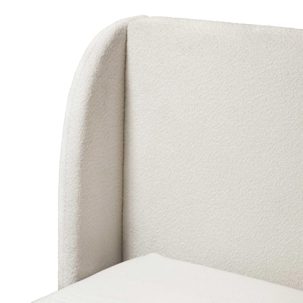 Queen Size Boucle Upholstered Bed with Wingback Headboard.