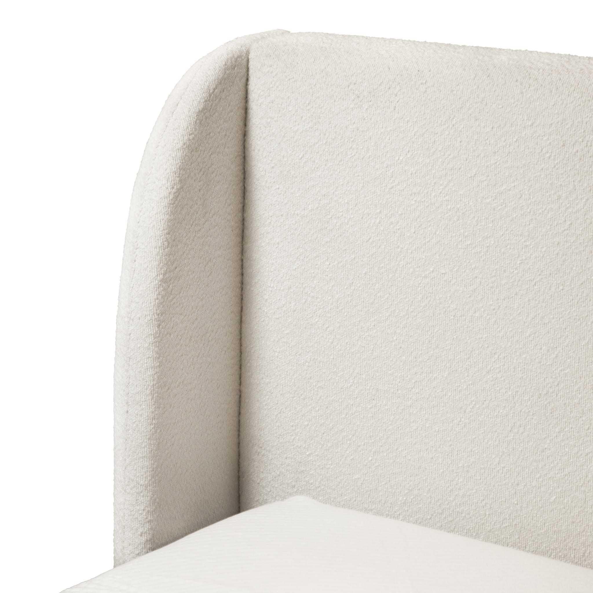 Queen Size Boucle Upholstered Bed with Wingback Headboard.