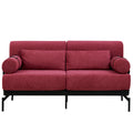 Modern Loveseat Sofa 59' Sofa Couch 2-Seater with USB Ports, Unique Cylindrical Armrests, Red Chenille