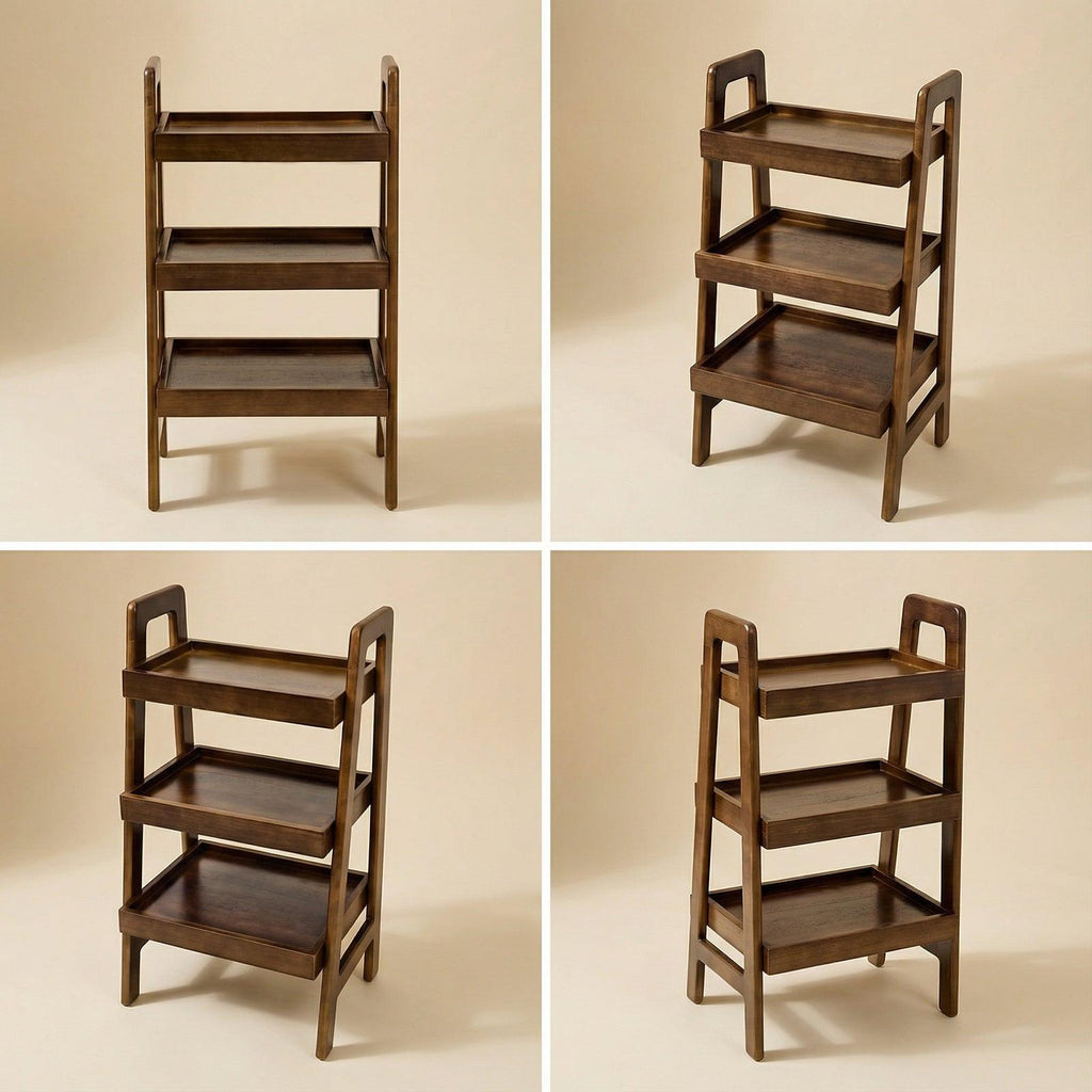 3 Tier Solid Wood Ladder Shelf for Home & Office.