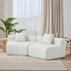 Chenille Curved Sectional Sofa with 2 Pillows.