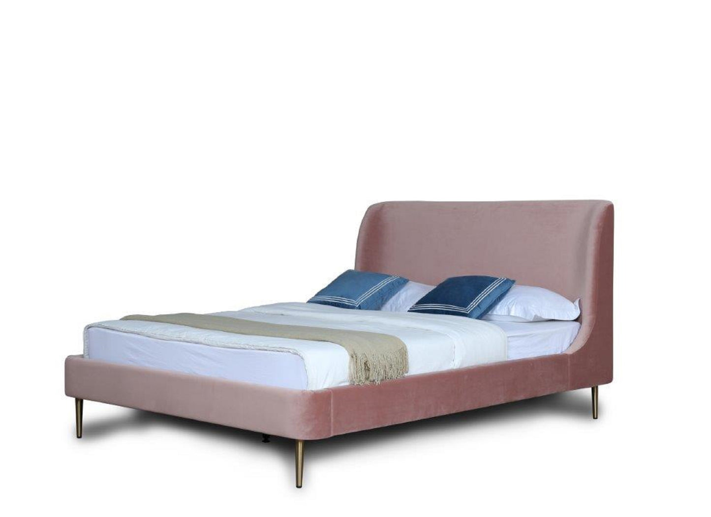 Heather Upholstered Velvet Full Bed in Blush and Gold