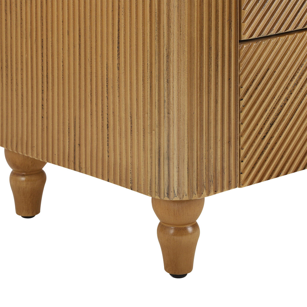 Mid-Century Three Drawer Nightstand for Bedroom and Living Room.
