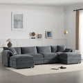 136-Inch Dark Gray Chenille U-Shaped Modular Sectional with Ottoman