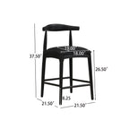 Dimension diagram of Black Fabric Counter Stool with measurements for seat height, width, and depth, ideal for space planning.
