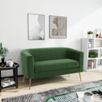 Retro Green Velvet Loveseat with Modern Design.