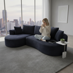 Curved Sectional Couch 2 Piece Set - Black.