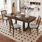 78-Inch Walnut Farmhouse Extendable Dining Table Set with 4 Chairs