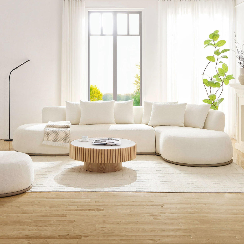 Oversized L-Shape Sectional Sofa with Right Chaise in Beige.