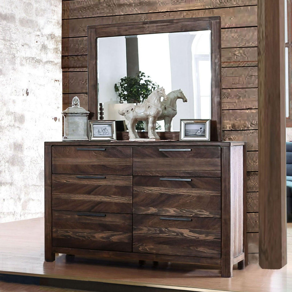 Rustic Natural Tone Dresser with Felt-Lined Drawers.