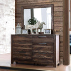 Rustic Natural Tone Dresser with Felt-Lined Drawers.