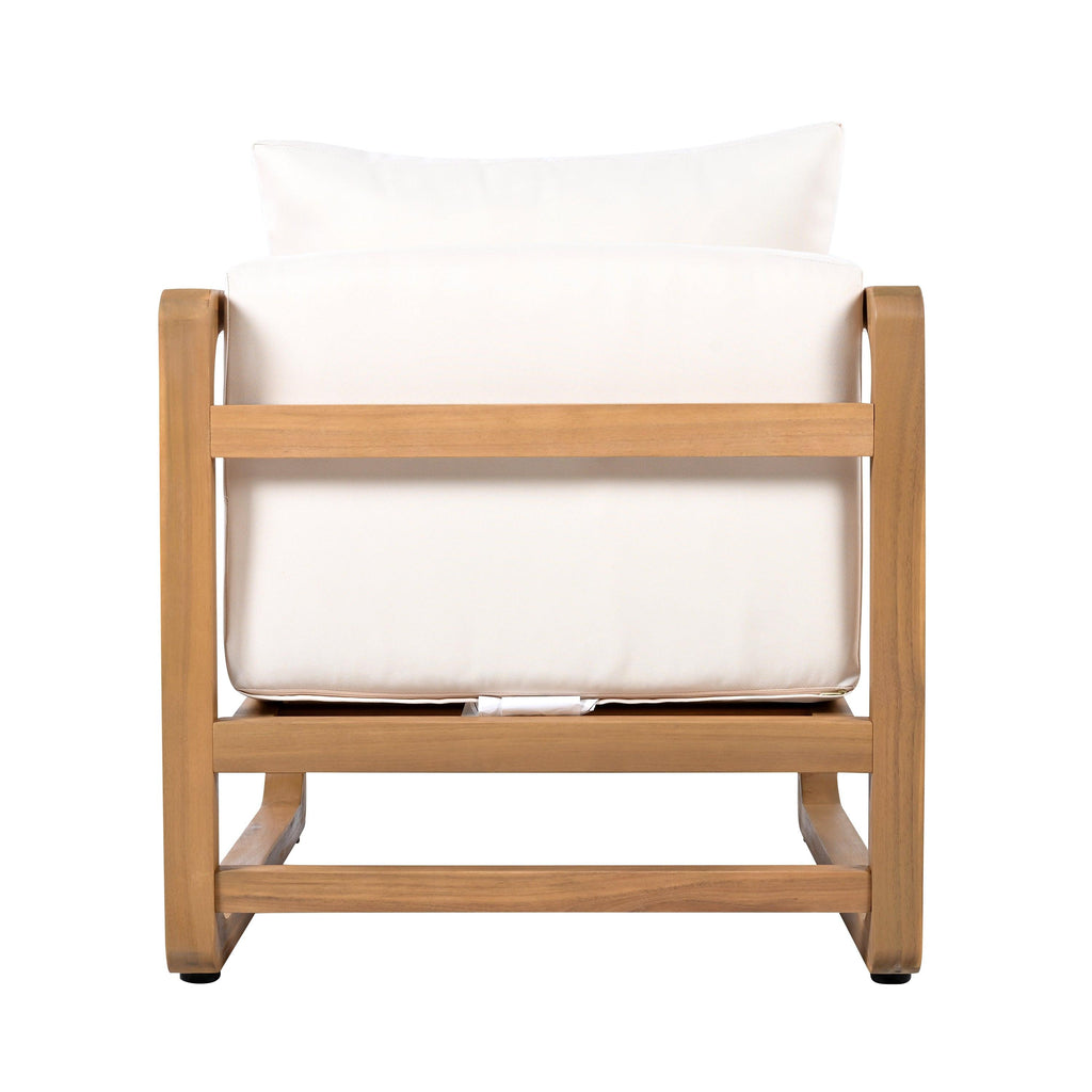 Outdoor Acacia Wood Lounge Chair with Oversized Cushion Set.