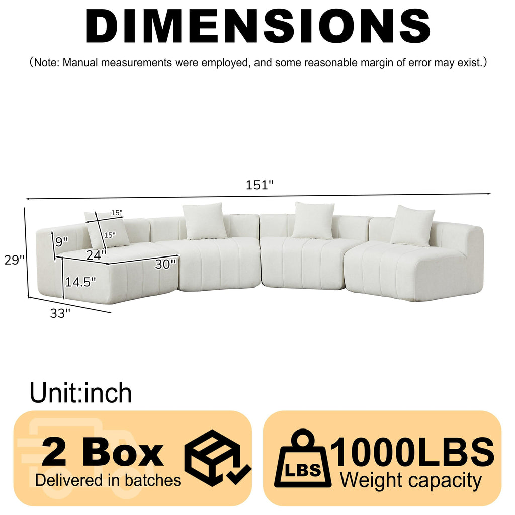 Chenille Curved Sectional Sofa - Versatile Comfort Design.
