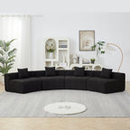 Chenille Curved Sectional Sofa with 4 Pillows for Relaxation.