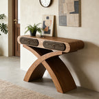 47-Inch Ashwood Veneer Console Table with X-Legs and 2 Drawers