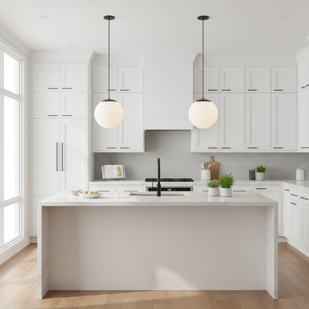 10 inch Diameter Etched White Glass Globe Integrated LED Pendant Pendant Lights