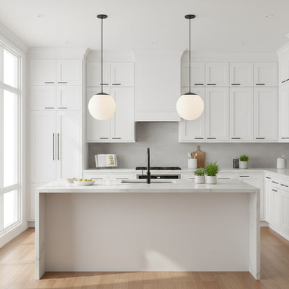 10 inch Diameter Etched White Glass Globe Integrated LED Pendant Pendant Lights