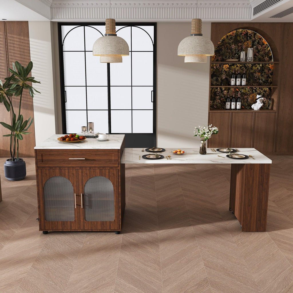 80-inch Expandable Kitchen Island with Dining Table.