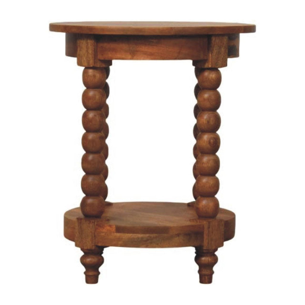 Wooden Barley Twist Round Side Table.