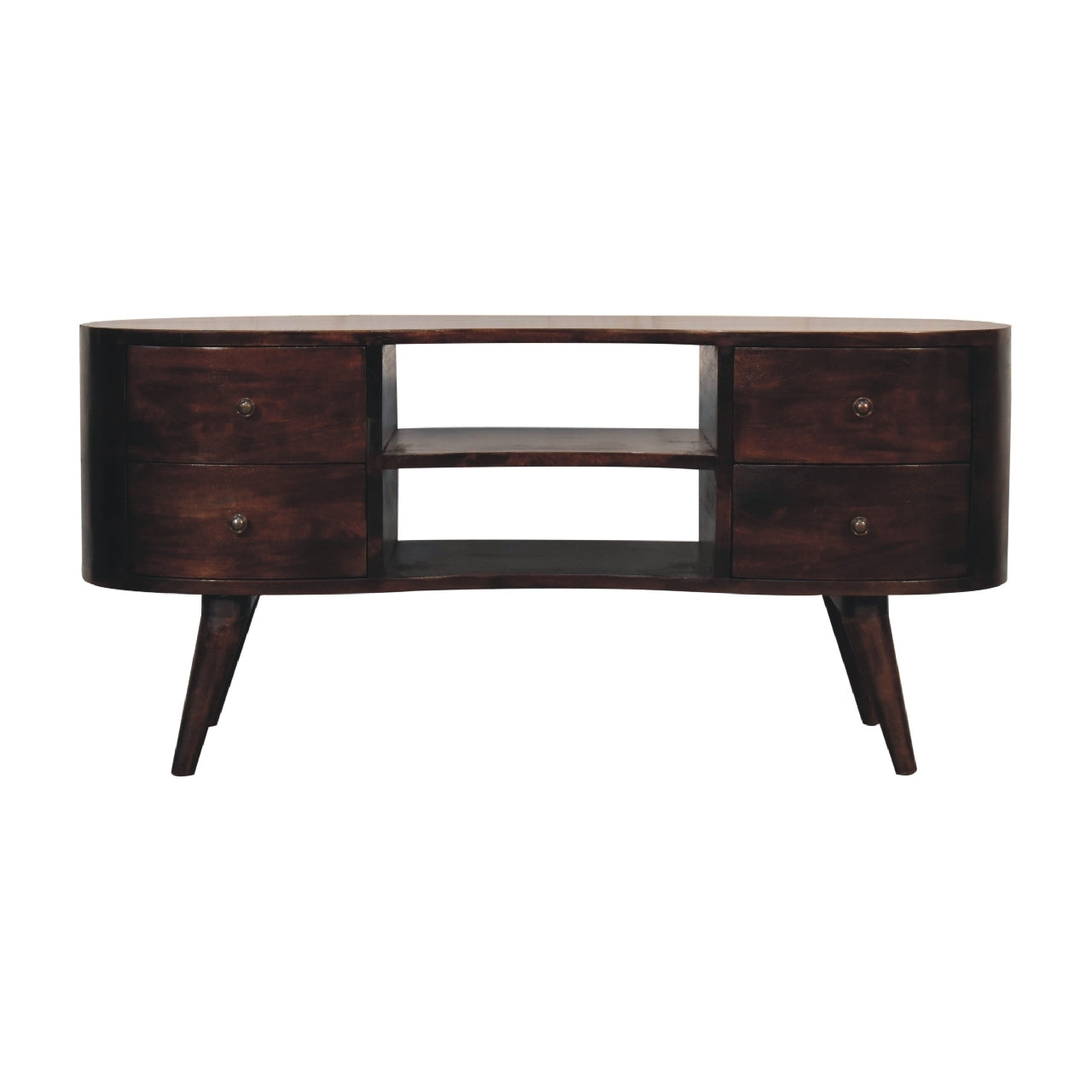 Soild wood Light Walnut Wave Entertainment Unit