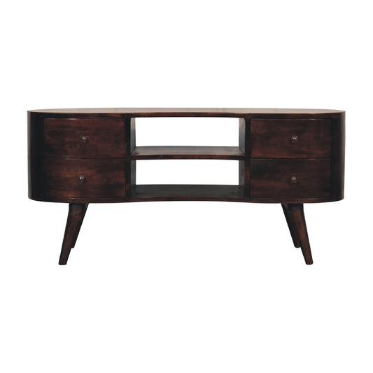 Soild wood Light Walnut Wave Entertainment Unit