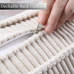 105In Modern White Sofa with Extra Deep Love Seat & Fluffy Cushion & 2 Pillow, Comfy Corduroy Cloud Couches Oversized 4-Seat