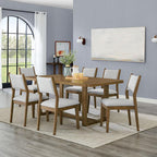 Dafne 7Pc 72' Rectangular Dining Set in Walnut Oak.