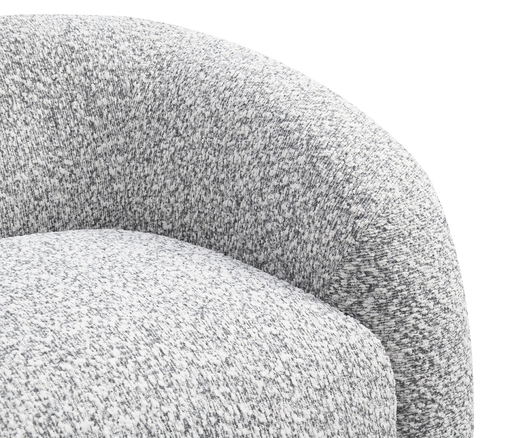 Detail of the curved backrest on the Swivel Chair Gray - Contemporary Style, emphasizing its plush and ergonomic design.