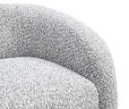 Detail of the curved backrest on the Swivel Chair Gray - Contemporary Style, emphasizing its plush and ergonomic design.