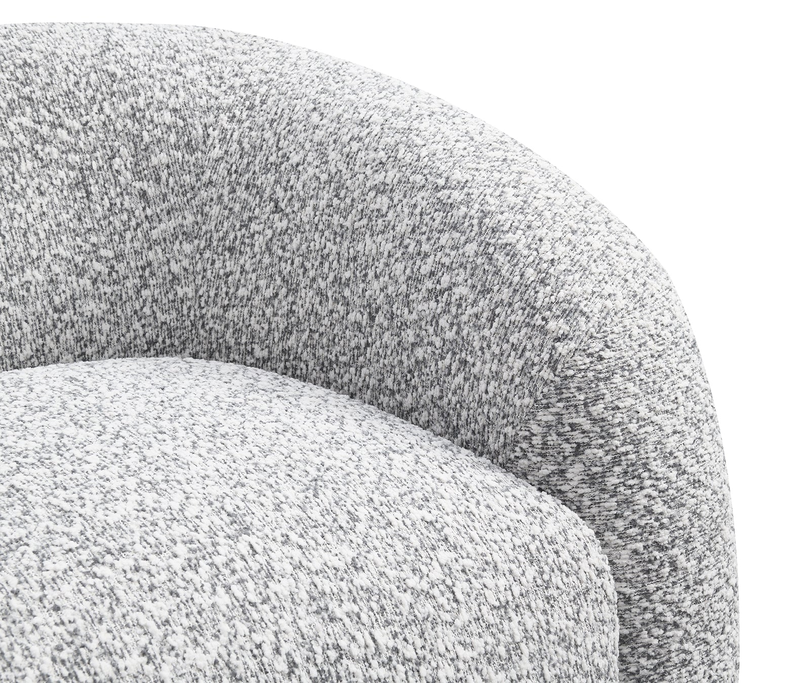 Detail of the curved backrest on the Swivel Chair Gray - Contemporary Style, emphasizing its plush and ergonomic design.