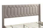 Full Size Burlap Fabric Bed Frame with Diamond Design.