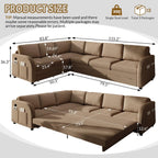 L-Shaped Sofa Couch with Pull-Out Bed for Modern Living.
