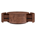 Burl Wood Coffee Table with Drawers - 360° Rotating Top.