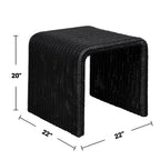Woven Rattan Square End Table in black with dimensions 22x22x20 inches, highlighting its compact and functional size for small spaces.