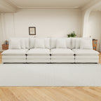 Modular Corduroy Sofa Beige - Stylish and Comfortable placed in a modern living room, showcasing its cozy and elegant design.